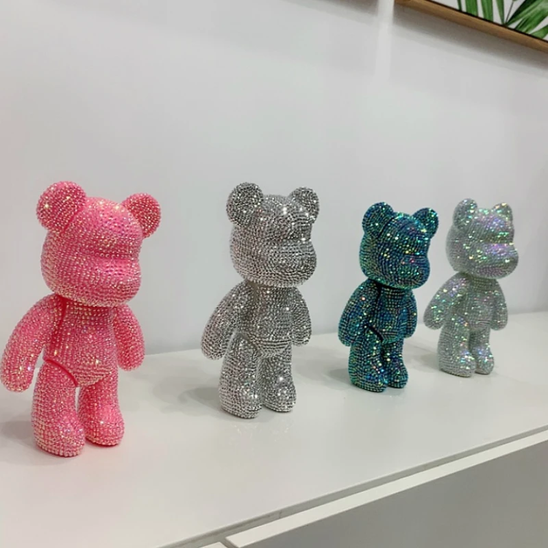 Big All Rhinestones Gloomy Bear Height 23cm Animal Figures DIY Handmade Sparkling Popobe Bomgom Bears Doll Home Anime Decor