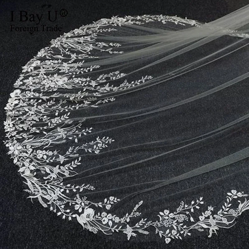 US $138.00 2 Layer Vintage Bridal Veil Cathedral Length Tulle Long Luxury Lace Wedding Veil for Bride Accessories With Comb Hot Sale