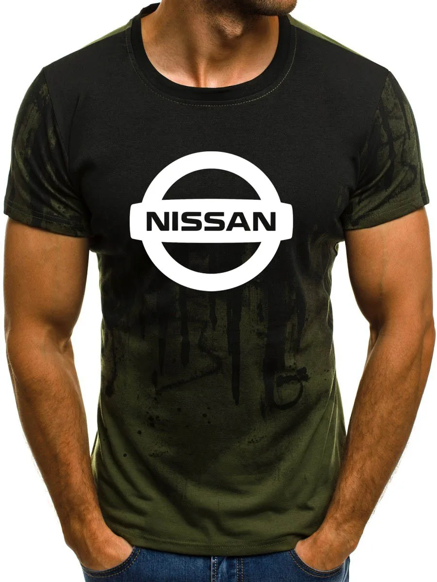 Мужская футболка с коротким рукавом и логотипом автомобиля Nissan, летняя повседневная хлопковая Футболка с градиентом, модная футболка в стиле хип-хоп Harajuku, Мужская брендовая футболка