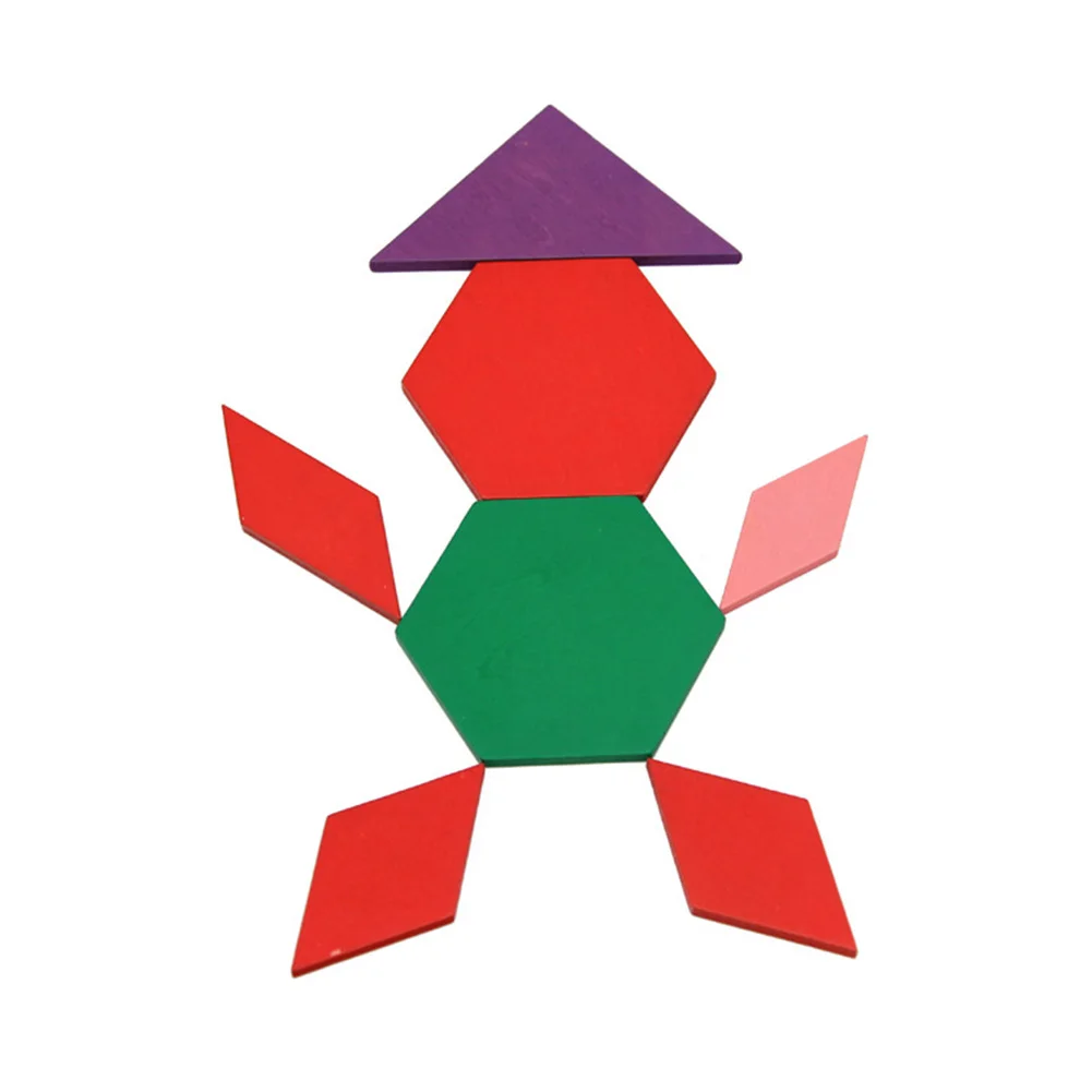New  Wooden Colorful Geometric Tangram Puzzles Teaching Math Educational Kids Toy