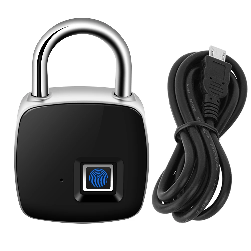 Блокировка распознаванием отпечатков пальцев Smart Keyless водонепроницаемый замок безопасности противоугонные замки с кабелем Micro USB