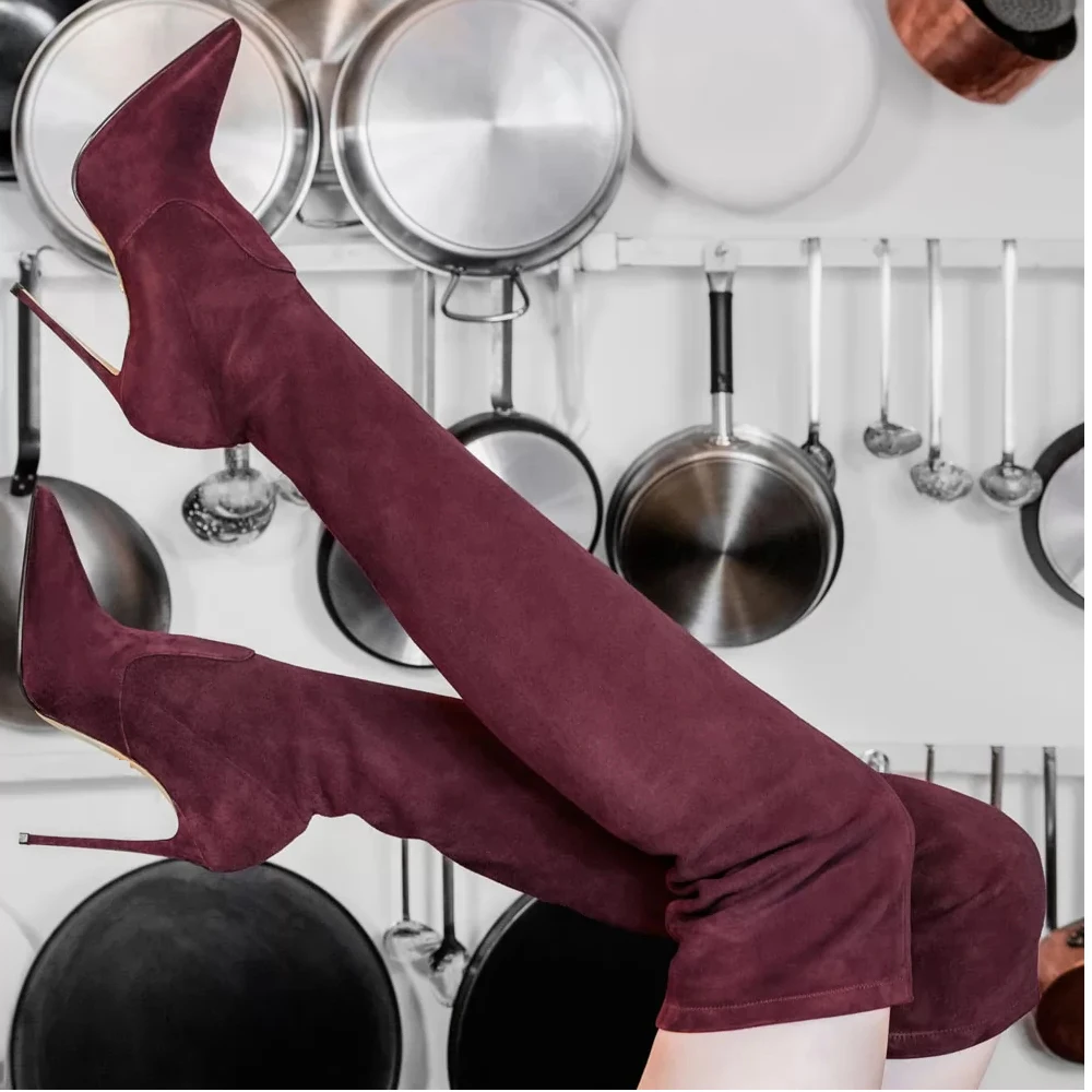 Fashion Stretch women's high boot elastic high heel long boots Female Over the knee thin heels women's shoe