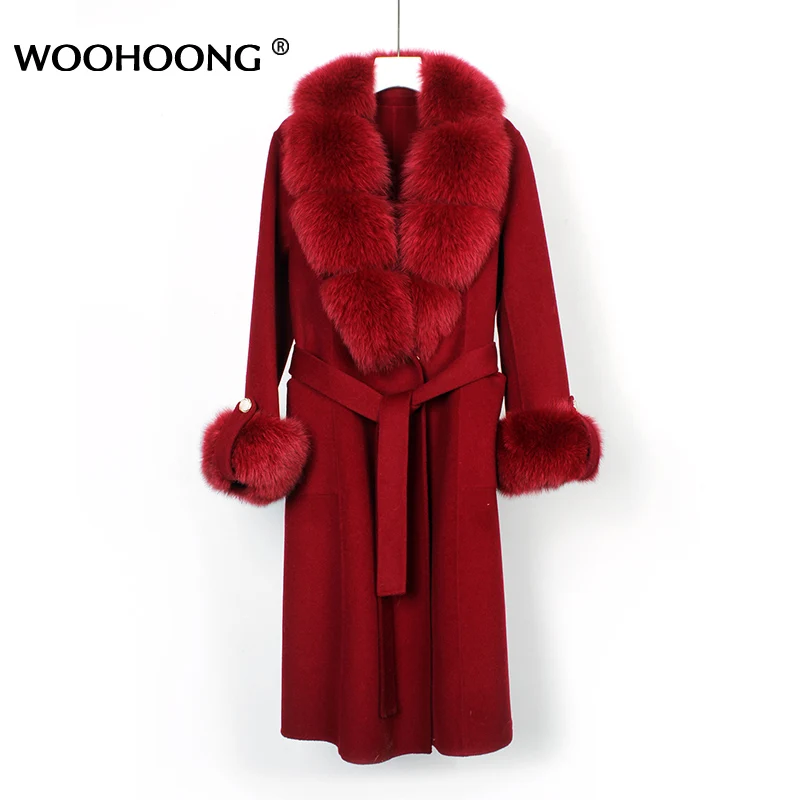 Fall Winter Double sided Cashmere Real Fur Coat Winter Natural Fox Fur