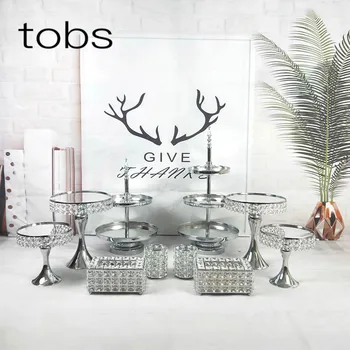 

2 TIER MIRROR STAND BIRTHDAY TOOL HOLDER DESSERT POP RACK CRYSTAL CUPCAKE CAKE DECORATING SUPPLIES