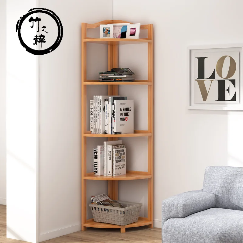 

Of Bamboo Pure Corner Storage Rack Corner Pergola Solid Wood Tripod Bamboo Corner Shelf Partition Retro Living Room Tea Room Sto