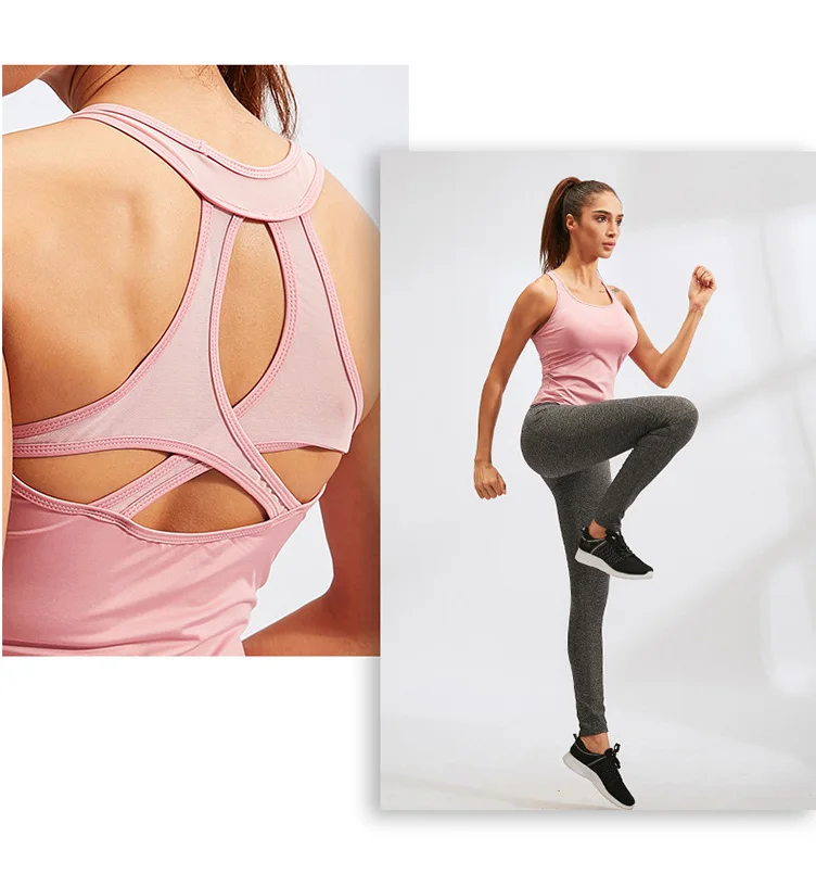 Summer Fitness Yoga Tops Women Sexy Gym Sportswear Vest Training Running T-Shirts Sleeveless Solid Quick Dry Clothes Female