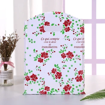 

50pcs 20*26cm Plastic Handle Bag Small Jewelry Packing Bag Party Favor Bags For Candy Cookie Gift Box Packaging Bag