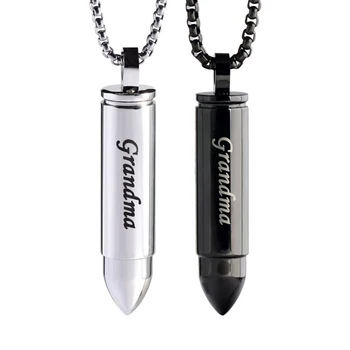 

RIR Memorial Grandma Cross Bullet Shape Stainless Steel Silver Black Cremation Urn Necklace For Ashes Keepsake Pendant Jewelry
