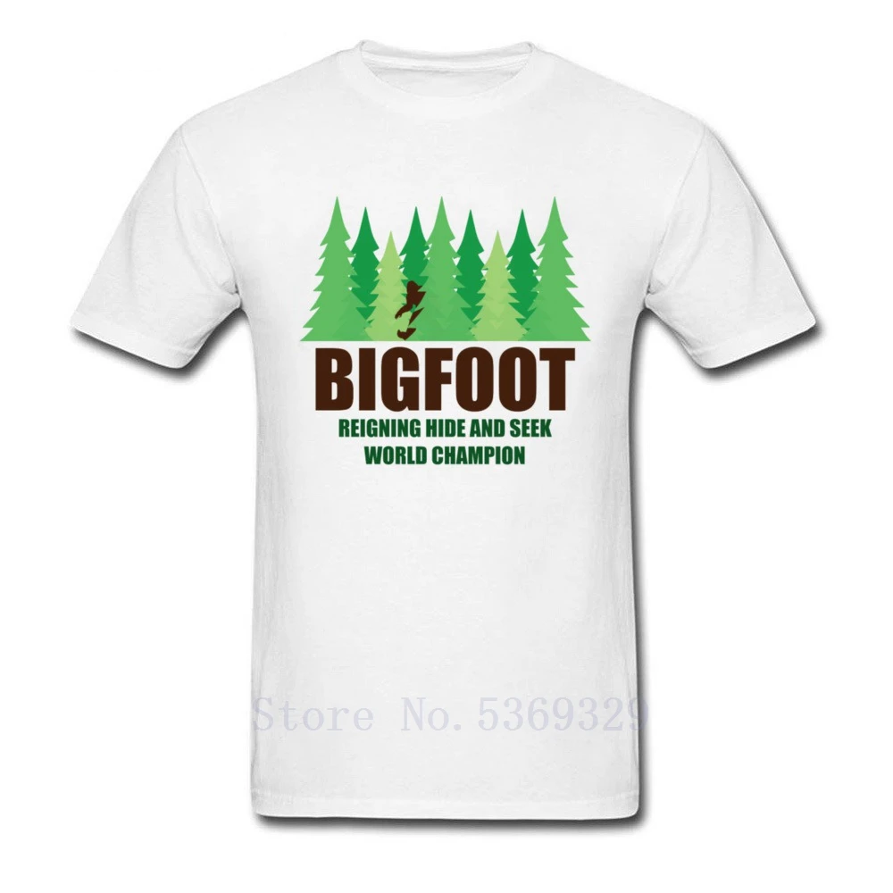 

Green Forest Earth Day T Shirt For Men Bigfoot Sasquatch Hide And Seek Twin Peaks TShirts Weeding Cotton Funny Tee Shirts Mens