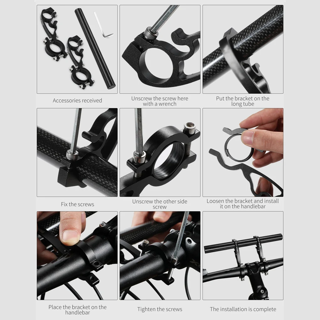 Bicycle Handlebar Extender Bike Handlebar Extended Bracket Double Clamps Headlight Mount Bar Speedometer Bracket Holder 25cm bicycle accessories bicycle handlebar extender bicycle handlebar extension