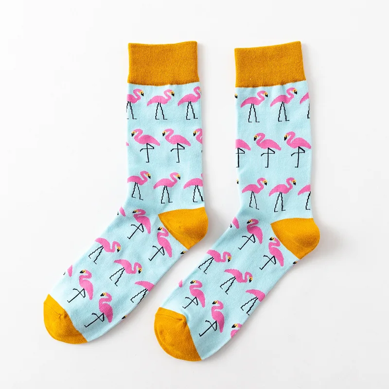 1 Pair New Fashion Hot Sale Cotton Cartoon Animals Casual Socks Loving Heart Flamingo Women Cute Funny Japanese Harajuku Socks walking socks womens Women's Socks