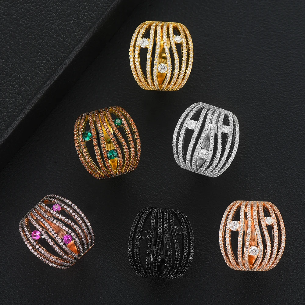 2021 Trendy Stacks Charm Statement Ring for Women Cubic Zircon Finger Rings Beads Charm Ring Bohemian Beach Jewelry