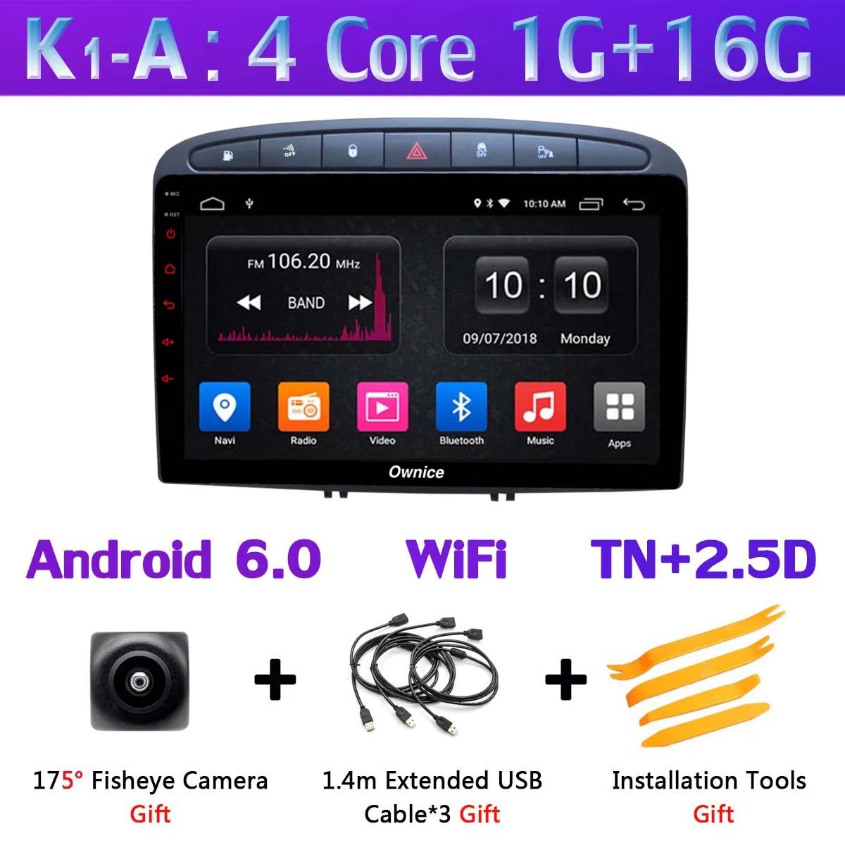 360 ° камера 4G WiFi Android 9,0 4G+ 64G gps радио CarPlay DSP автомобильный мультимедийный плеер для peugeot 308 308SW PG 408 Авто головное устройство - Цвет: K1-A