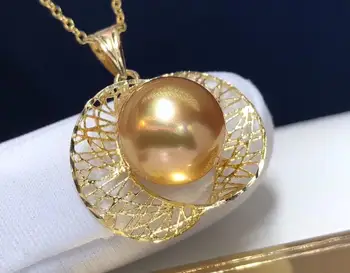 

D109 Pearl Pendants Fine Jewelry 18K Natural Ocean Sea Gold Pearls 12-13mm Pendant Necklaces for Women FIne Pearls Pendants
