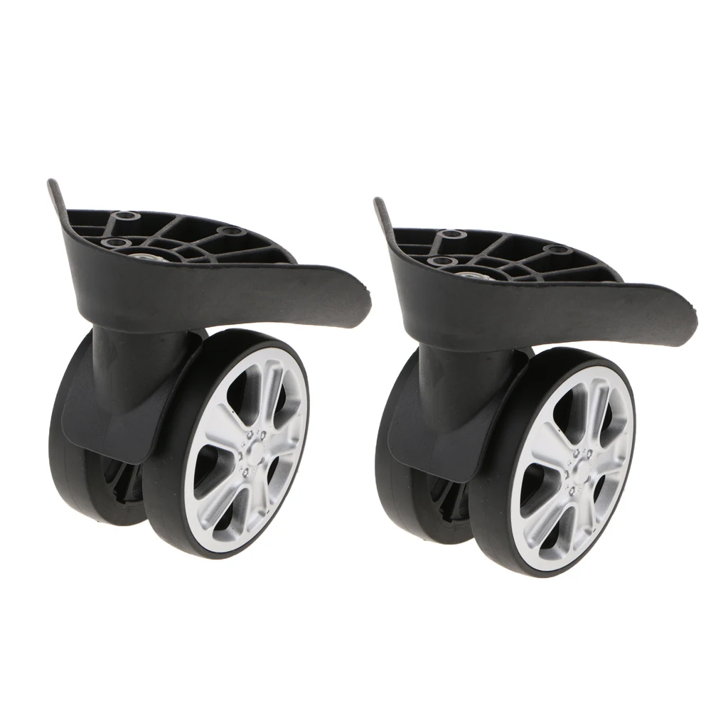 

2 Sets Left & Right Luggage Suitcase Wheels Swivel Universal Wheel Replacement Part (Dual Roller Castors) - J-049A Black
