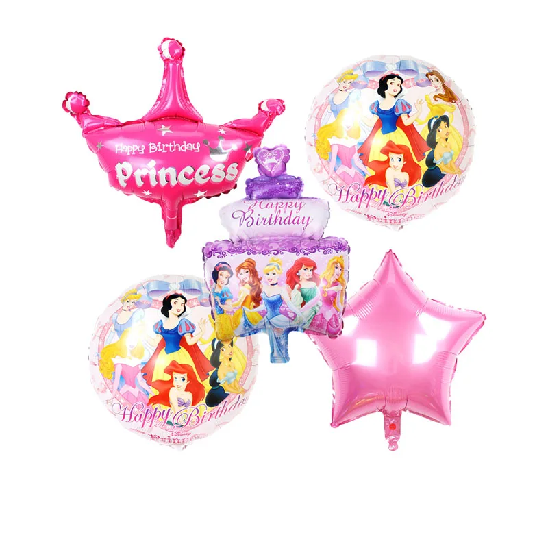 Детские розовые торт шары в форме принцесс с днем рождения украшения Дети