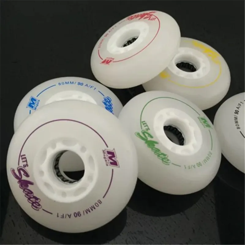 8 Pcs/lot 90A F1 LED Flash Inline Skates Wheel, 72mm 76mm 80mm F1 For SEBA for Powerslide for RB Roller Skate Wheels
