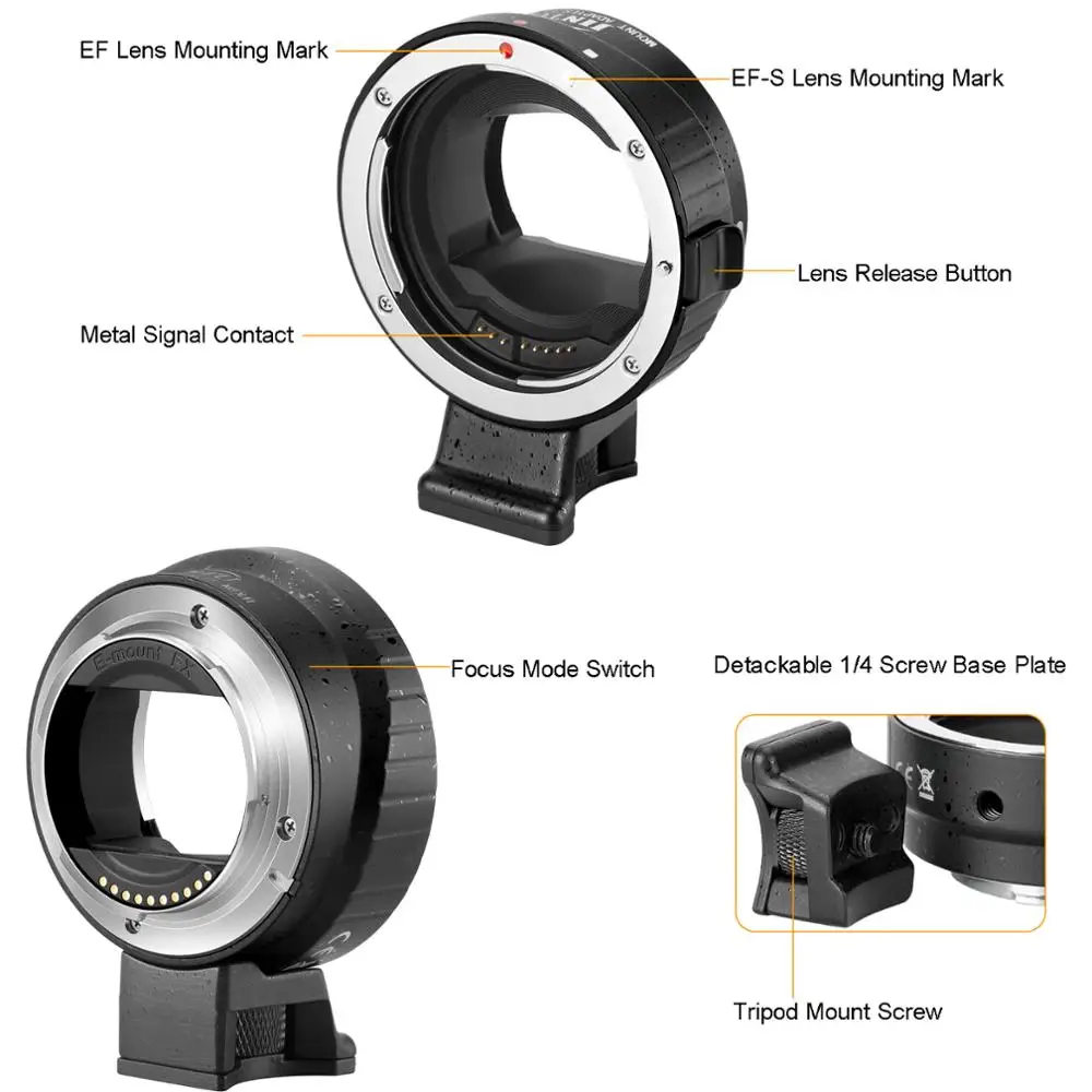 Jintu-adaptador de Montagem de Lente com Foco Automático para Canon ef para Sony Nex A6000 A6300 A6000 a7 A7r A7s A7rii - Image 4