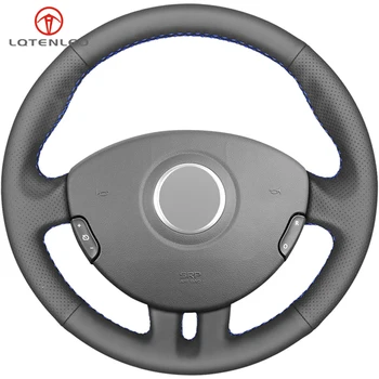 

LQTENLEO Black Artificial Leather DIY Hand-stitched Car Steering Wheel Cover For Renault Clio 3 2005-2013 Clio 3 RS 2005-2013