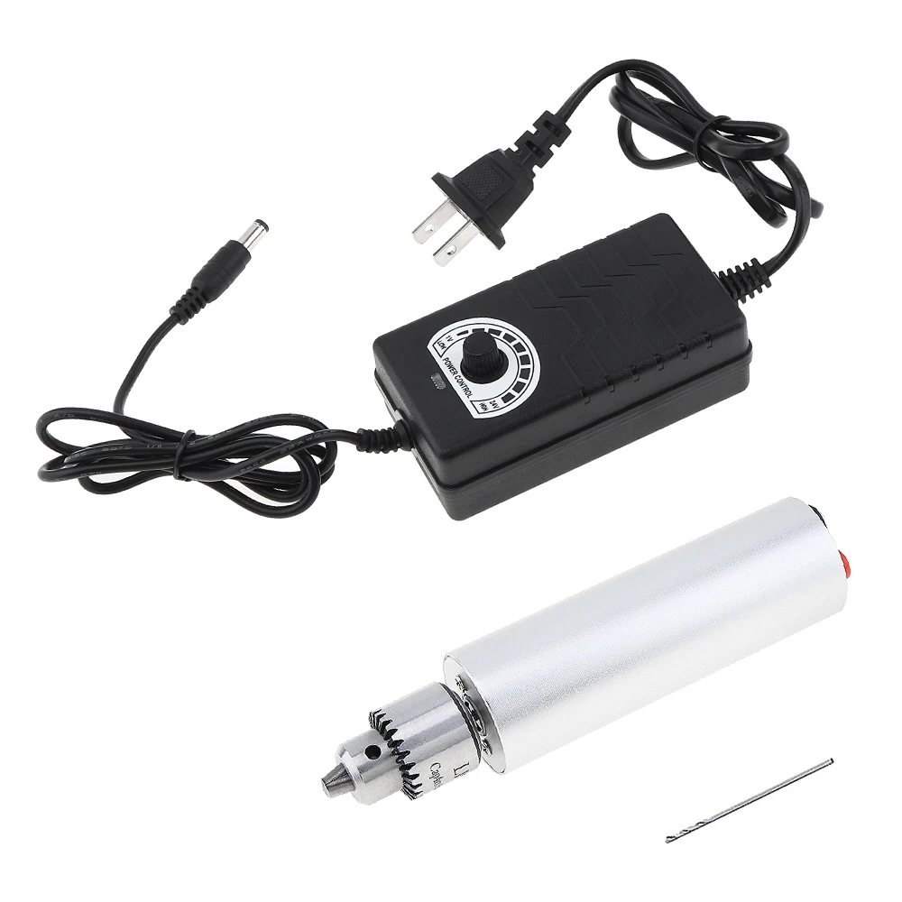 전기 핸드 드릴 미니 385 모터 회전 공구, JTO 척, 플라스틱 목재 구멍 공구용 조정 가능한 전원 어댑터 포함, DC 3V-24V