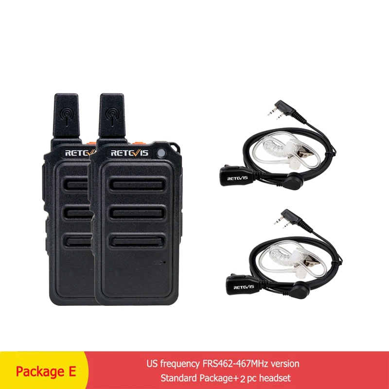 Package E 2 шт. RETEVIS RT19/RT619 портативная рация PMR радио FRS/PMR446 VOX скремблер частота прыжка двухстороннее радио приемопередатчик Comunicador - Цвет: Package E