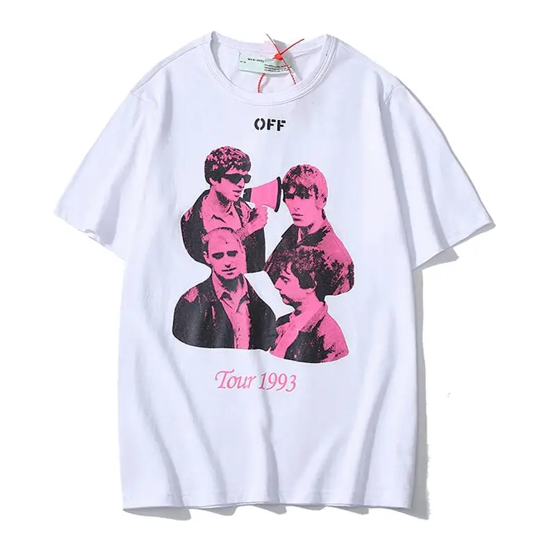Рок-Группа Off-White C/O VIRGIL ABLOH для мужчин и женщин, унисекс, пара влюбленных моделей, хлопок, модная повседневная футболка с круглым вырезом и коротким рукавом - Цвет: White