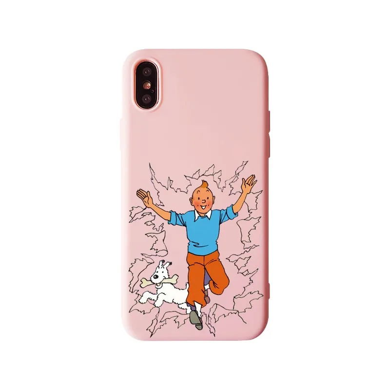TPU Мягкий силиконовый чехол из ТПУ «Приключения Тинтина» для iPhone XR 10 8 7 Plus 6 6S Plus 5 XS Max 5s SE - Цвет: TPU