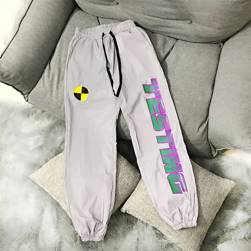 Asap Rocky Testing 3M Светоотражающие штаны, 1:1, высокое качество, эластичная резинка на талии, повседневные спортивные штаны с цветочным принтом, спортивные штаны, Asap Rocky