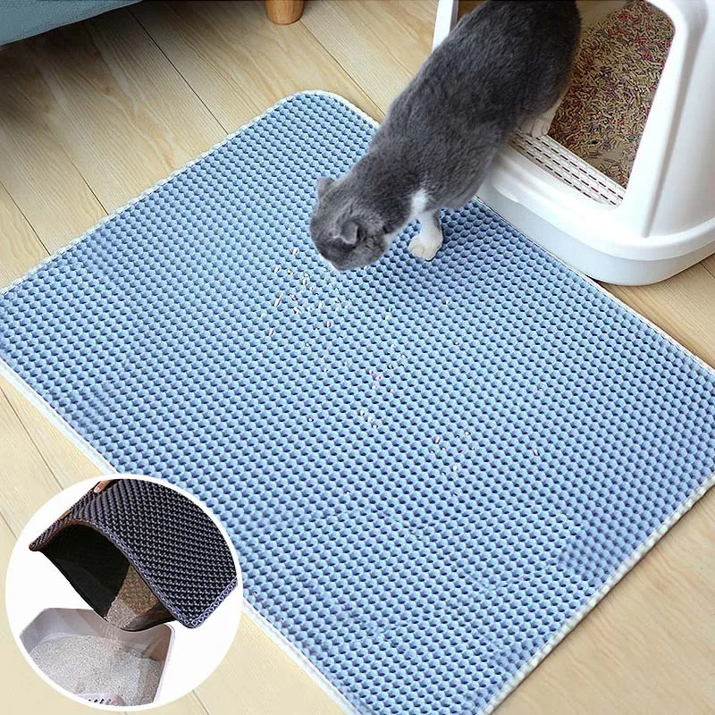 Waterproof Pet Cat Litter Mat Foldable EVA Double-Layer Cats Bottom Non-slip Layer Catcher | Дом и сад