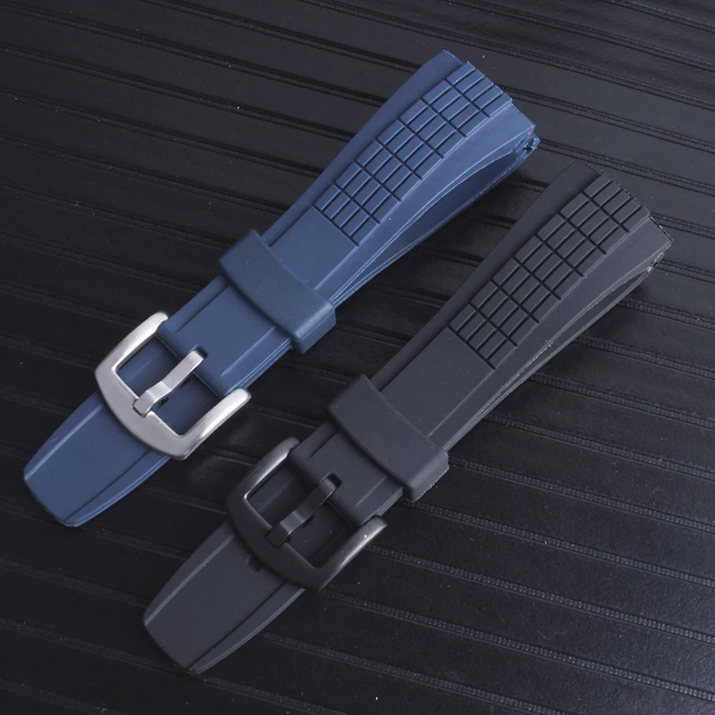 

Black 26mm Nature Soft Durable Rubber Stainless Steel Pin Buckle Strap fit for Seiko VELATURA/SRH SCPC077 CPC077 WatchStrap