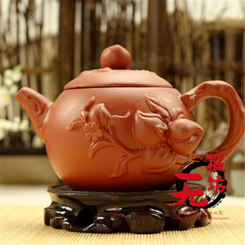 Чайник Shou Tao Hu Zhushou фиолетовый; песок Hu Chaozhou Zhuni 320CC тисненые ремесленные ручки