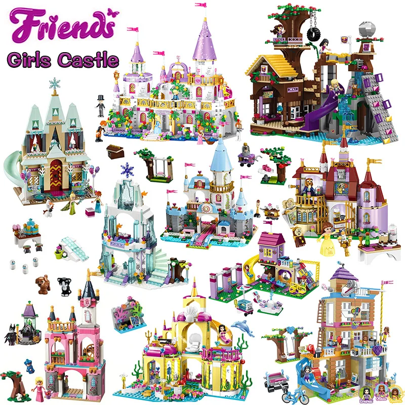 All Girls Series Compatible Legoinglys Princess Castle Building Blocks Friends for Girls Bricks Figures Toys for Children Gifts