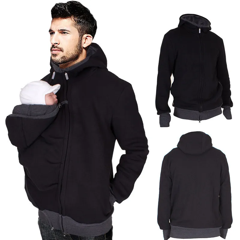 Daddy Men Baby Carrier Jacket Autumn Winter Maternity Clothes Kangaroo Warm Hoodies Outerwear Coat Father Carry Baby Sweatshirt