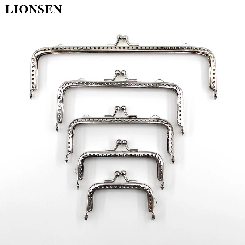 Metal Purse Frame Bag-Accessories Lock Kiss-Clasp Square Silver Basic DIY Glossy 15/18CM