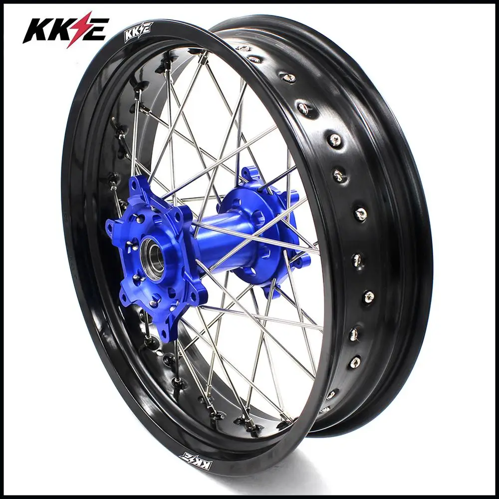 KKE 3,5& 4,25 супермото колеса комплект для Yamaha WR250F 2001- WR450F 2003- синяя втулка