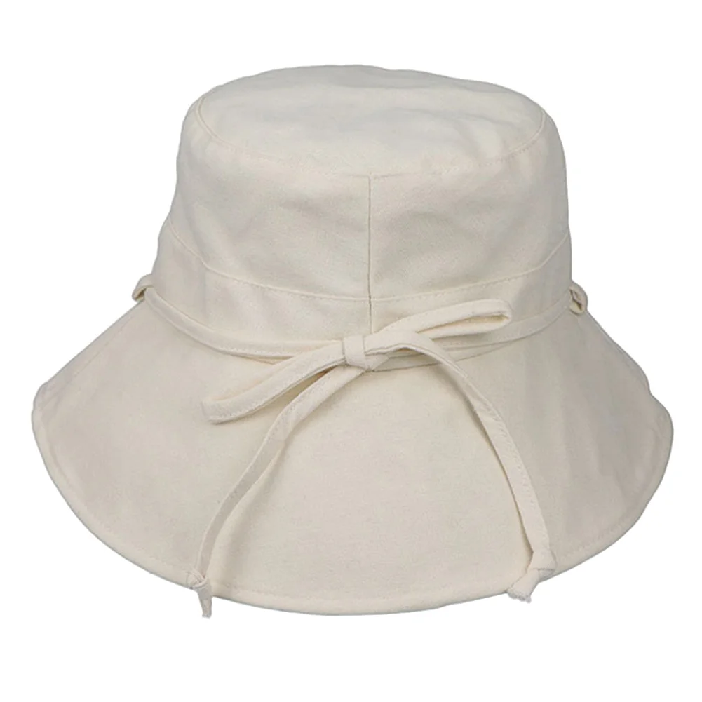 Milky White Ковш Повседневная легкая женская солнцезащитная Кепка наружная Защита от ультрафиолетовых лучей портативные аксессуары со шнуровкой складные широкие полями Твердые универсальные - Цвет: Milky White
