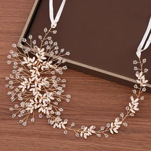 Золотые Серебристые ручной работы свадебные повязки для волос ювелирные украшения для волос невесты Стразы головная повязка свадебные аксессуары для волос