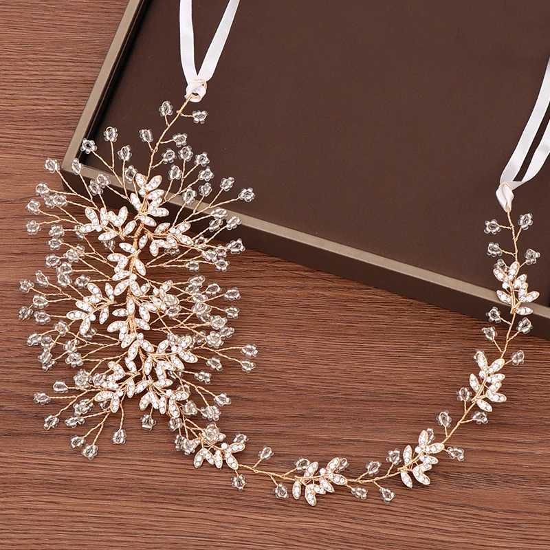 Gold Sliver Color Handmade Wedding Hairbands Jewelry Bride Hair Decoration Rhinestone Headband Accessories | Украшения и