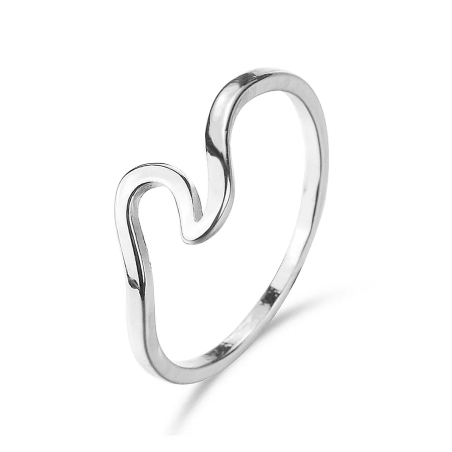 JUCHAO Fashion Simple Design Sea Wave Rings Ocean Surf Alloy Rose Gold Silver Color Finger Jewelry Rings for Women Surfer Gift