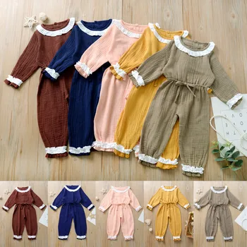 

Baby Girl Solid Color Lace Ruffles Romper Newborn Toddler Infant Jumpsuit 2019 Autumn Fashion Clothes