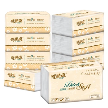 

8bags Paper Extraction 3-layers Skin-Friendly Toilet Paper Extraction Protogenesis Napkin Household Tissue Paper (110pcs/bag)