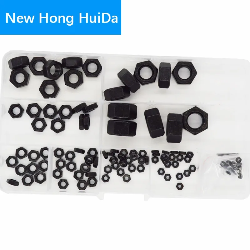 

DIN934 Black Hex Nut Metric Thread Hexagon Nut M2 M2.5 M3 M4 M5 M6 M8 M10 M12 Carbon Steel Assortment Kit Set
