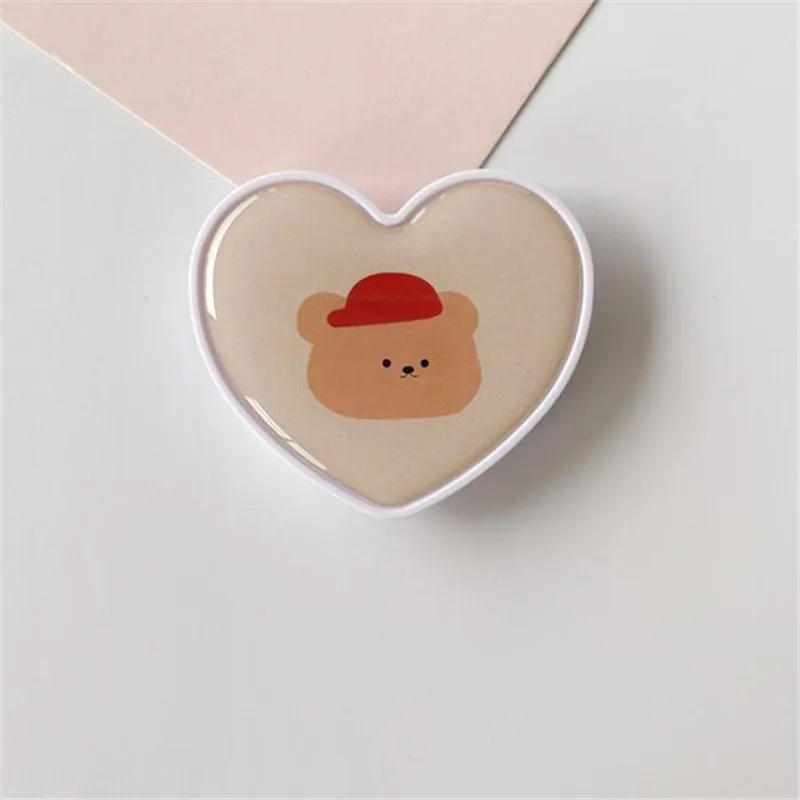 Cartoon Heart Bear Expanding Stand Mount Grip Phone Socket Fold Mobile Smartphones Pocket Holder Bracket Phone Stand Holder mobile holder