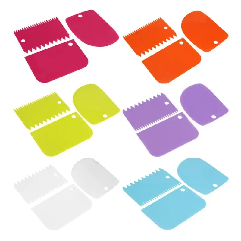  3Pcs Cream Smooth Cake Spatula Baking Pastry Tools Dough Scraper Kitchen Butter Knife Dough Cutter 