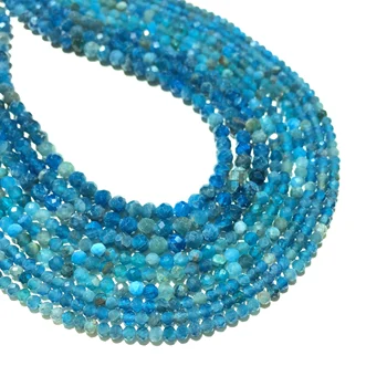 

Natural Blue Apatite Small Faceted Round Loose Bead Healing Energy Stone for Jewelry Making Bracelet Necklace Design 2mm 3mm 4mm