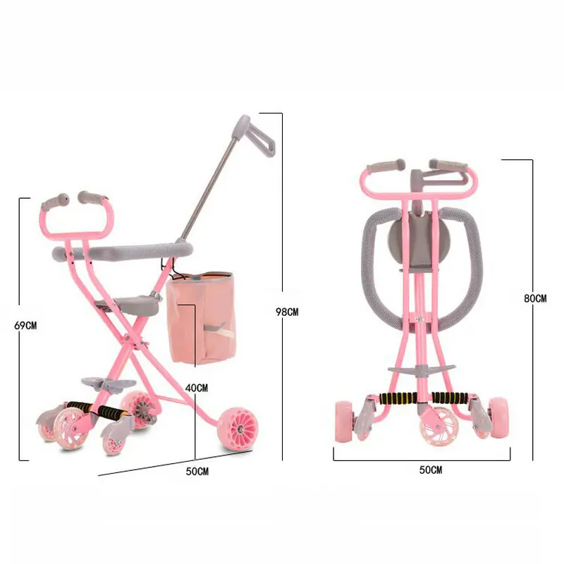 Складной трехколесный светильник для детей с ручкой родителей|balance bike|baby bikebaby push