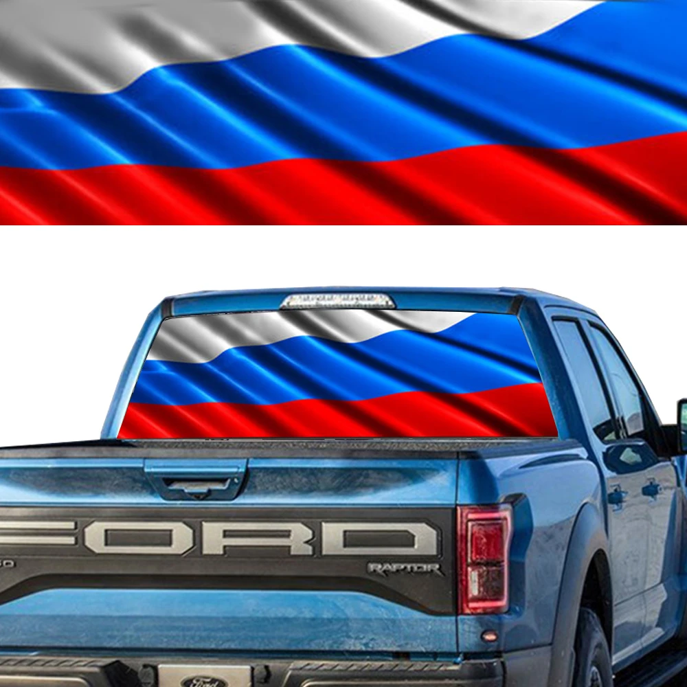 Автомобильная наклейка на заднее стекло с изображением русского FLAGPICK-UP