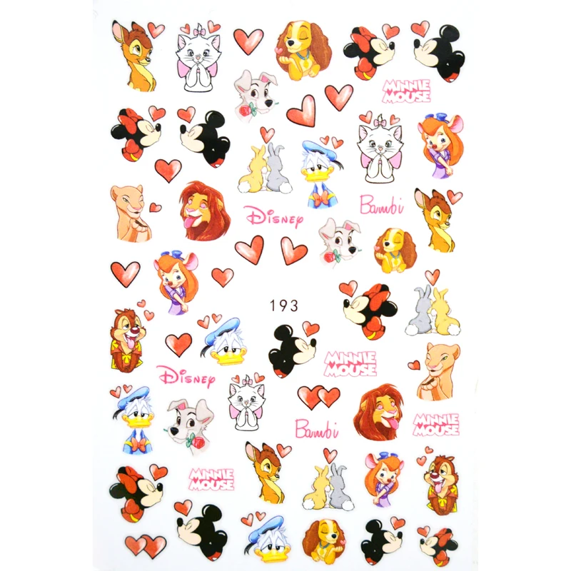 1PCS Cartoon Disney Nail Sticker Donald Duck Mickey Mouse Minnie Nail Slider Lion King Snow White Nail Art Accessories
