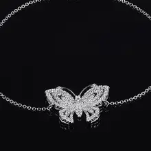 925 пробы серебряный модный браслет с бабочками из кристаллов великолепный кубический цирконий насекомые браслет Регулируемая цепочка рождественские украшения