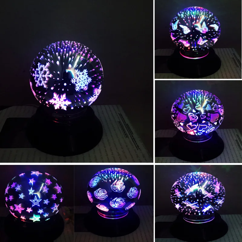 

Automatic rotation star projection lamp 3D table lamp electroplated glass cover led USB bedroom decorative table lamp moon lamp